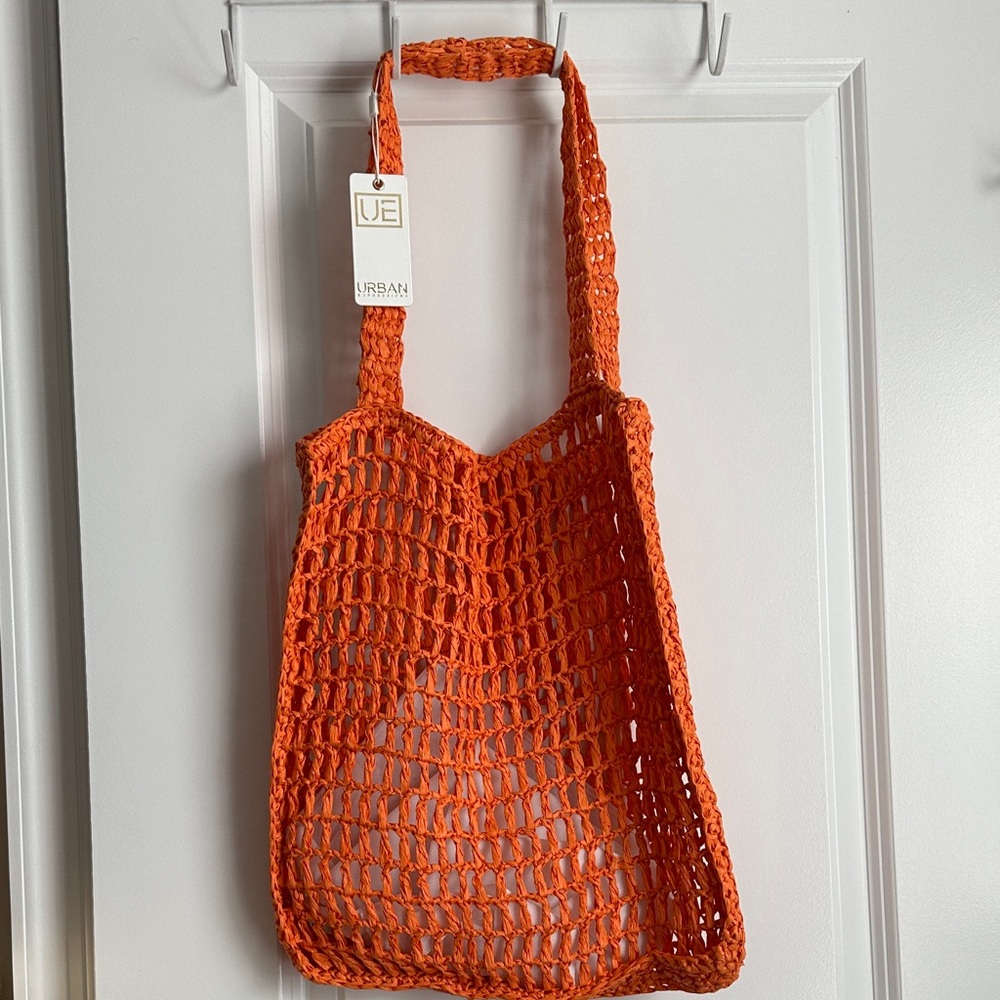Urban Expressions Bright Orange Crochet Tote Bag